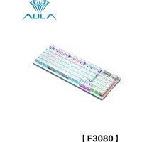 AULA F3080 RGB dual-sided light mechanical gaming keyboard with hot-swappable metal panel and two colored keyboard caps, 98 keys