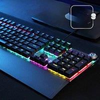 AULA F2088 Mechanical Keyboard Wired Gaming Keyboard Multi-Function Knob 104 Keys Magic Backlit