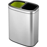 EKO - Oli-Cube Open Top Recycling Bin - Perfect for Office & Home, Stainless Steel, 5+5 Litre