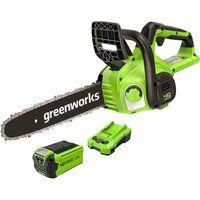 Greenworks Tools 20117UA Cordless Chain Saw with 2 Ah Battery and Charger, 40 V, Green, 30cm