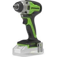 Greenworks GD24ID3 Cordless Impact Drill Driver with Brushless Motor, 2800rpm, 4000ipm, 300Nm Torque 1/4" Hex Chuck WITHOUT 24V Battery & Charger, 3 Year Guarantee