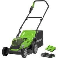 Greenworks 48V 36cm Lawnmower with Two 24V 2Ah Batteries & 2Ah Twin Charger