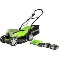 Greenworks 48V 36cm Lawnmower with Two 24V 2Ah Batteries & 2Ah Twin Charger