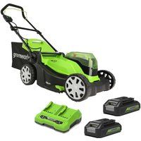 Greenworks 48V Cordless 41cm Lawnmower with Two 24V 2Ah Batteries & 2Ah Twin Cha