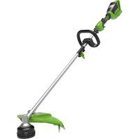 Greenworks GD24X2TX Cordless Strimmer for Small to Medium Gardens, 40cm Cutting Width, Bump Feed, 2mm Dual Nylon Line, WITHOUT Two of 24V Batteries & Charger, 3 Year Guarantee
