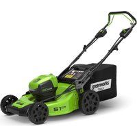 Greenworks GD60LM51 60v Cordless Brushless Self Propelled Lawnmower 510mm 1 x 4ah Li-ion Charger