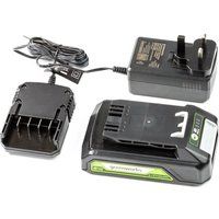 Greenworks Battery G24B2 and Charger G24UC (Li-Ion 24V 2Ah 60W Output 60 Minutes Charging Time for 2Ah Appropriate for All Devices from the 24V Greenworks Line)