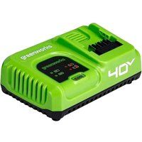 Greenworks 40V Battery Charger. 40V 5A Rapid Charger - Increase Battery Health and Running Time, Fast Charging. Original Greenworks Charger for All 40V Batteries, 3 Year Warranty. G40UC5