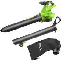 Greenworks GD40BVII Cordless Leaf Blow Vac with Brushless Motor, 370km/h, 14.17m³/min, 45L Mulching Bag WITHOUT 40V Battery & Charger, 3 Year Guarantee