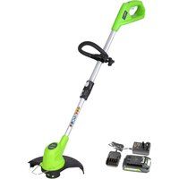 Greenworks G24LT30K2 Cordless Strimmer for Small to Medium Gardens, 30cm Cutting Width, Autofeed 1.65mm Nylon Line, 24V 2Ah Battery & Charger, 3 Year Guarantee