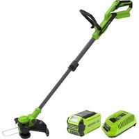 Greenworks Cordless String Trimmer with 2Ah Battery and Charger, Telescopic Shaft, Twist to Edging, Auto Feed, 1.65mm Single Line G40LT33K2
