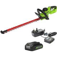 Greenworks G24HT56II 24v Cordless Hedge Trimmer 560mm 1 x 2ah Li-ion Charger