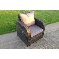 Single Reclining Garden Rattan Armchair W/ Cushion