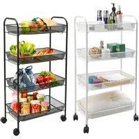 Alex Nash 4-Tier Metal Storage Trolley - White Or Black