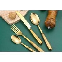 Vintage Style Ceramic Handle Stainless Steel Cutlery Set - Gold & Silver Options
