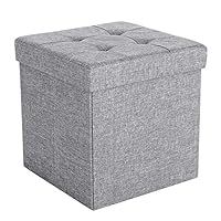 SONGMICS Storage Ottoman, Padded Foldable Bench, Cube Box with 40L Capacity, Holds up to 300 kg, for Bedroom, Hallway, Light Grey LSF82GYX