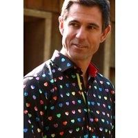 CLAUDIO LUGLI Men's Multicolour Hearts Print Shirt in Black | Size: Large