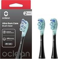 Oclean Replacement Toothbrush Heads, Soft Self-Developed Bristles, 2-Pack, Black, Compatible with All Oclean Adult Electric Toothbrushes (Ultra Gum Care)