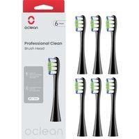 Oclean Toothbrush Professional Clean Brush Head Replacements, Compatible with All Oclean Electric Handles, FDA Approved (6 Pack) – Black