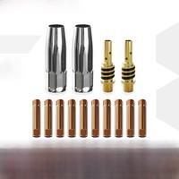 ADIYAWELD 14PCS/28PCS 15AK Welding Torch Consumables 0.8mm/1.0mm Contact Tip Gas Nozzle Tip Holder