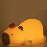 Capybara Cute Silicone LED Cartoon Night Light USB Rechargeable Dimming Sleep Night Lamp For