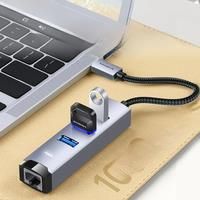 Mindpure 4 in 1 USB 3.0 Hub RJ45 1000/100Mbps Adapter USB 4 Ports Network Card For MacBook PC Laptop