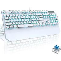 MageGee Mechanical Storm Punk Typewriter Gaming Keyboard, Retro Punk Round Keycaps with RGB Rainbow