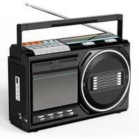 Retro cassette boombox bluetooth and USB FM AM SW radios converts tapes to MP3 with earphone and microphone jacks AC DC power