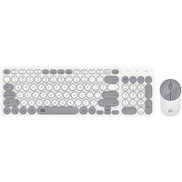 UNSHARKABLE ik6631 Girls' fans Wireless Keyboard Mouse Round Keycaps Multi-Device Slim White Grey