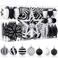 SHareconn Christmas Baubles Ornaments Set, 106pcs Blue White