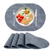 Placemats PU Leather Place Mats Washable Heat Resistant Table 4 Blue