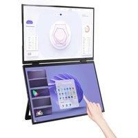 ZEUSLAP 14" Touch Stacked Foldable Triple Monitor FHD 100% sRGB Portable Laptop Screen Extender for Windows & Mac OS