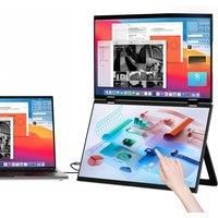 ZEUSLAP 15.6" Dual Touching Stacked Foldable Triple Monitor, Laptop Screen Extender Portable Monitor