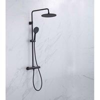 Hertford Thermostatic Valve, Round Overhead and Hand Shower Black