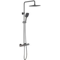 Hunsdon Thermostatic Valve, Square Overhead and Hand Shower Gun Metal