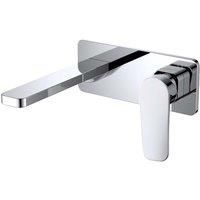 Vurtu Minerva Square Plate Wall Mounted Basin Bath Filler 1 4 Turn Single Lever Ceramic Disc High Low Water Pressure 129 h X 200 w Chrome 261702