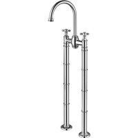 Vurtu Danube Floor Mounted Bath Filler 1 4 Turn Dual Lever Ceramic Disc High Low Water Pressure 972 h X 248 w Chrome 381801