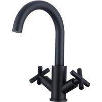 Bathstore Noir Twin Handle Basin Mixer - Matt Black