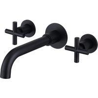 Bathstore Noir Wall Mounted 3 Hole Basin & Bath Mixer - Matt Black