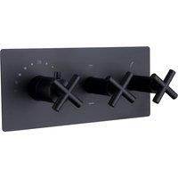 Bathstore Noir Concealed Thermostatic Triple Horizontal Shower Valve - Matt Black