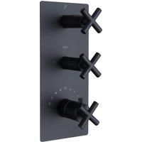 Bathstore Noir Concealed Thermostatic Triple Vertical Shower Valve - Matt Black