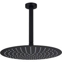 Vurtu Noir 300Mm Round Shower Head With Ceiling Arm 85 h X 470 w Black 600008