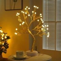 LED Tree Lights Artificial Decorative Fairy Light Battery Operated Tabletop Bonsai Lamp for Party Holiday Camping Summer Decor