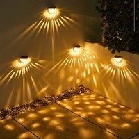 2PCS Solar Wall Lamp, 6LEDs Outdoor Waterproof Solar Light Warm White, for Yard, Garage, Garden,