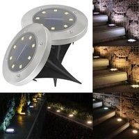 4 Pcs 8LED Solar Disk Light Outdoor Garden Underground Lights LED Deck Lamp Spotlight Buried for