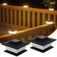 Black Shell Solar Post Top Light 2LED IP65 Outdoor Fence Lamp Post Deck Cap Lights for Garden