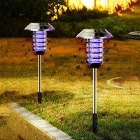 2 in 1 Solar Outdoor Light, Waterproof Solar Mosquito Killer UV Fly Zapper Ground Plug Light,Lawn