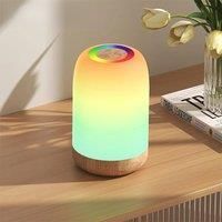 LED Touch Lamp with Dimmable RGB Colour,Wood Grain Table Lamp Timing Function,USB Rechargeable Night