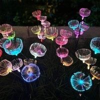 2pcs Outdoor Solar Jellyfish Light, 7 LED Fiber Optic Pathway Lights , for Courtyard, Garden, Villa,