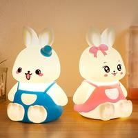 Cute Kids Night Lights 5 Colour Changing LED Silicone Rabbit Lamp with Battery, for Nursery Children Baby Camping Home Decor